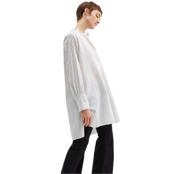 NILI LOTAN Loria Tunic Shirt Dress WITH ORIGINAL TAG Linen Cotton Stripe Size M - Picture 7 of 16